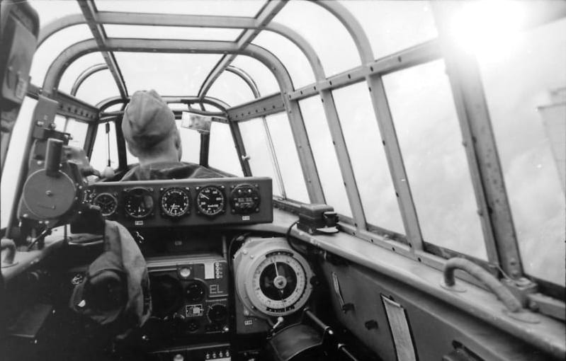 WW2 photo of German Messerschmitt Bf110 cockpit